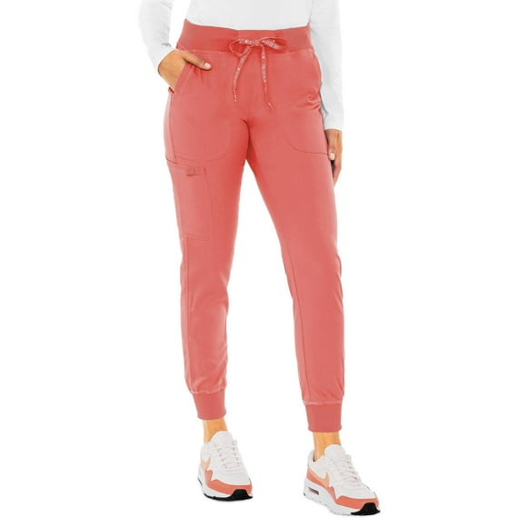 Med Couture Pantalon de Yoga Jogger pour Femmes, Corail, Medium Petite
