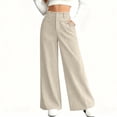 thumbnail image 6 of Women's Casual Wide Leg Pants, High Waist Loose Slimming Solid Color Long Trousers, Comfort Fashion Bottoms for Office, Travel and Daily Wear,Beige,2XL, 6 of 6