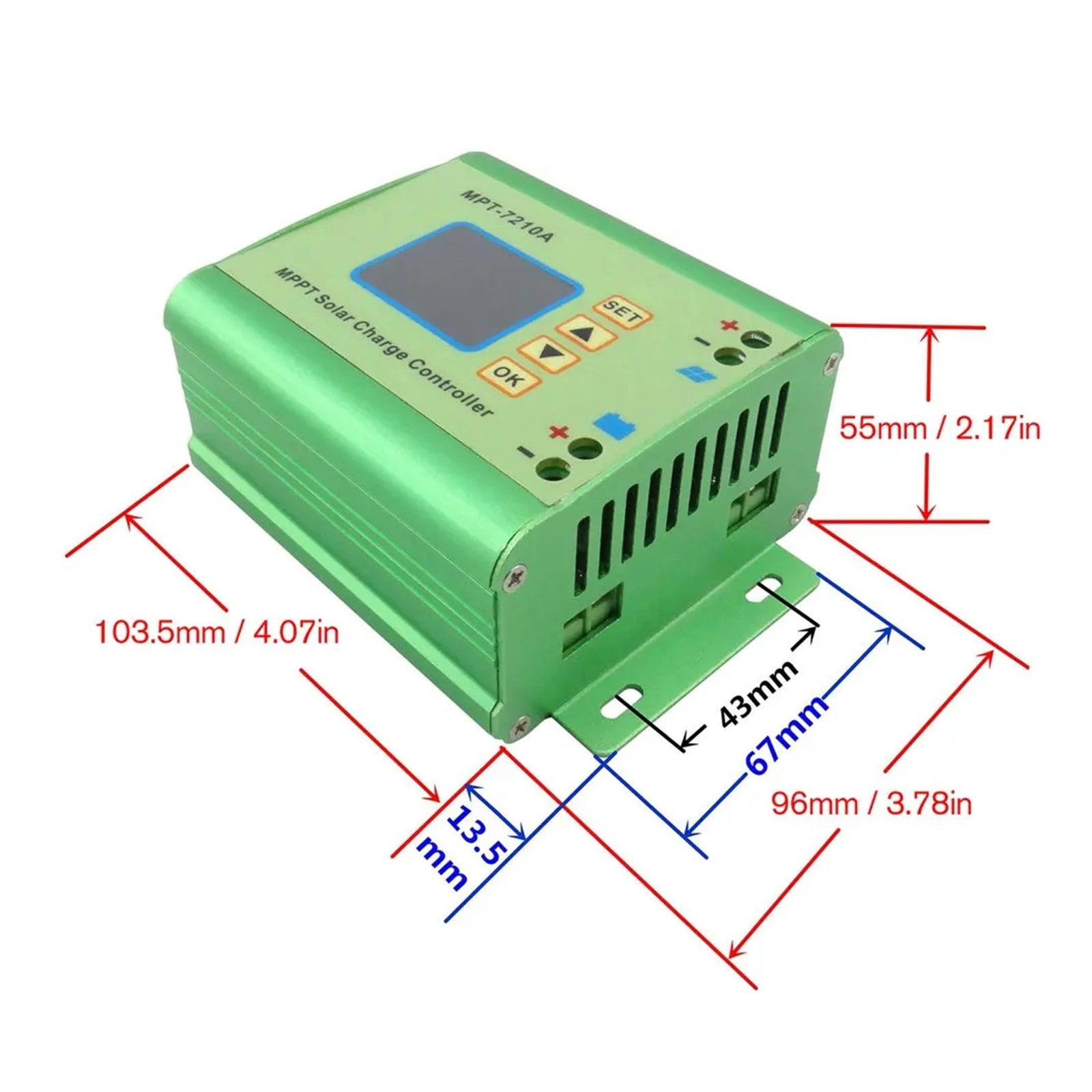 MPT-7210A LCD MPPT Solar Panel Charge Controller Aluminum Alloy For LiPo Battery Output 600W 24V 36V 48V 60V 72V Battery Pack