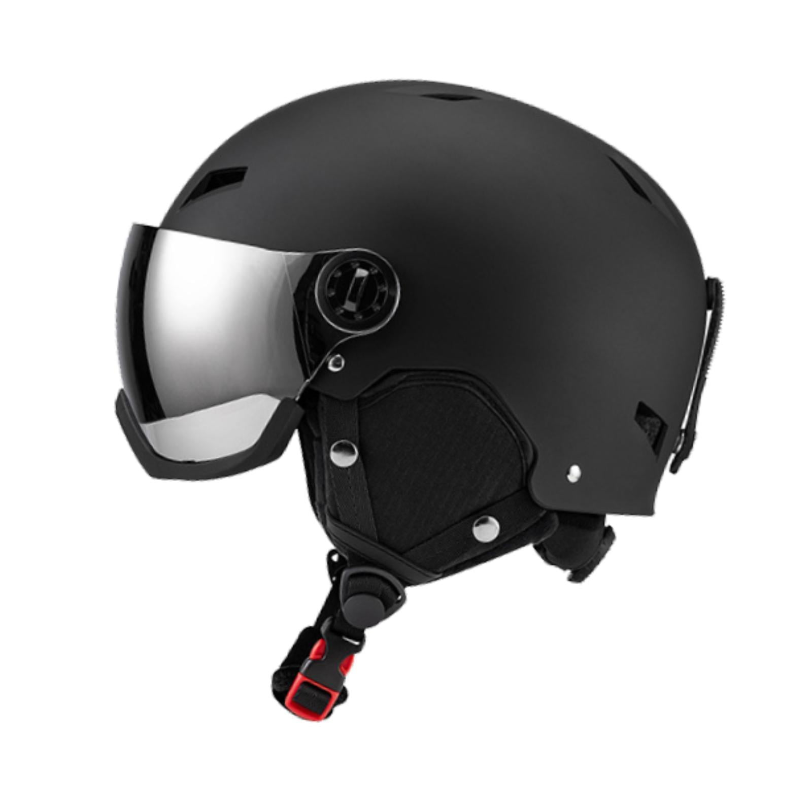 yotijay Snowboard Helmet Breathable Winter with Jaw Pad Shockproof Skateboard Helmet L Black
