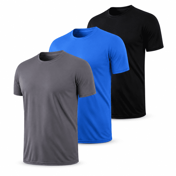 ZBORIBER Quick-Dry Men's Shirts 3-Pack - Moisture Wicking, UPF 50 , Breathable, S-3XL