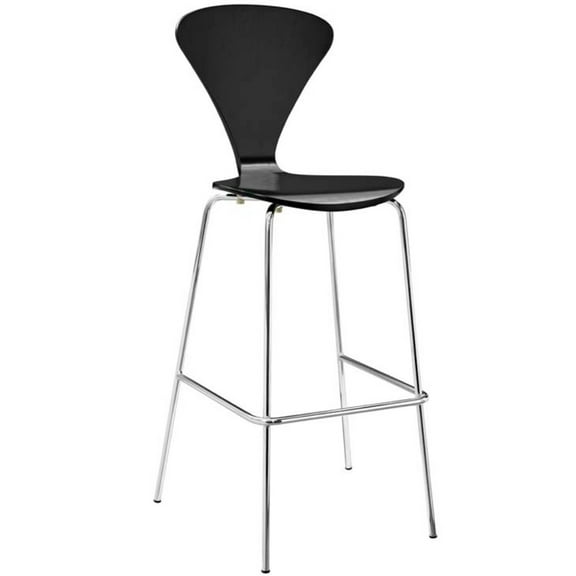 Modway Passage 31" Modern Style Wood Dining Bar Stool in Black Finish