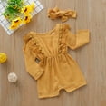 thumbnail image 4 of Rovga Baby Toddler Girls Clothes Long Sleeve Round Neck Jumpsuit Solid Color Weekend Romper Fall Leisure Daily Wears Orange 6-12 Months, 4 of 8