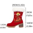 thumbnail image 4 of Red Women'S Fashion Winter Boots Ankle High Lace Up Chunky Heel Round Toe Plush Lined Furry Comfortable Non-Slip Casual Cute Short Boots, 4 of 9