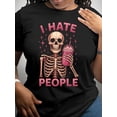 thumbnail image 3 of SHESIINN Pink Skull-Themed Pattern Printed Round Neck Women’s Short Sleeve Casual T-Shirt for Spring Summer, 3 of 9