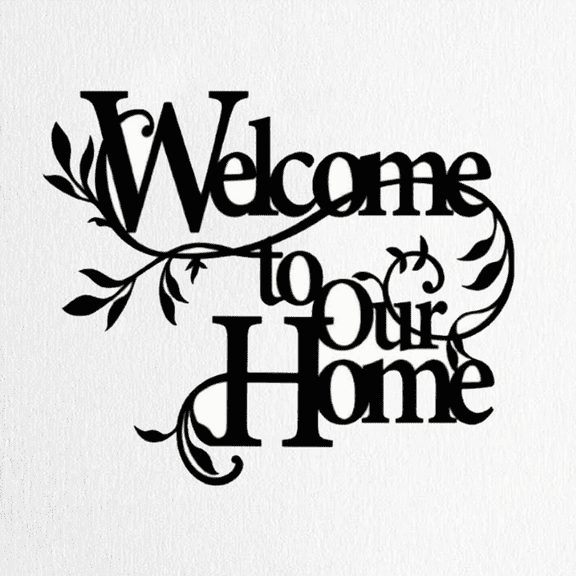 Welcome Metal Wall Sign with Floral Design, Iron Wall Hanging for Entryway, Home Decor
