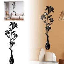 Acrylic Flower Wall Stickers - Reflective, Easy Peel-Stick, For Living Room/Bedroom, Stylish Home Enhancement