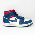 thumbnail image 1 of Ni - ke Ni - ke Womens Air Jordan 1 Mid BQ6472-146 Blue Basketball Shoes Sneakers Size 8, 1 of 5