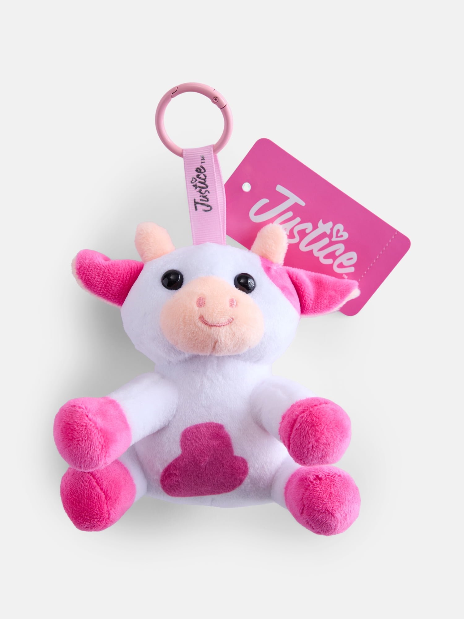 Justice Girls Plush Animal Bag Charm, Cow