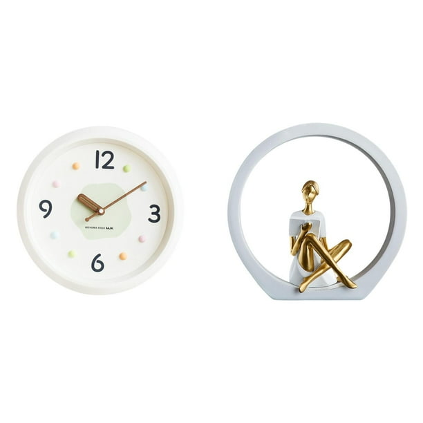 Reloj de pared,Reloj de pared decorativo,moderno y elegante.,Reloj de pared redondo silencioso y sin tictac,regalo,Estatua de niña,Estatuas de mujeres y niñas,figuritas decorativas elegantes