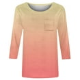 thumbnail image 4 of Yigetop Ladies Blouses 3/4 Length Sleeve Womens Tops Casual Loose Fit Crewneck T Shirts Cute Solid Three Quarter Length Tunic Tops Elbow Sleeve Tops Women Yellow S, 4 of 5