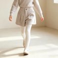 thumbnail image 6 of Trikvn Girls Dressy Wool Blend Shorts High Elastic Waist Pleated Front Fall Winter Warm Uniform Shorts with Pockets, 6 of 9
