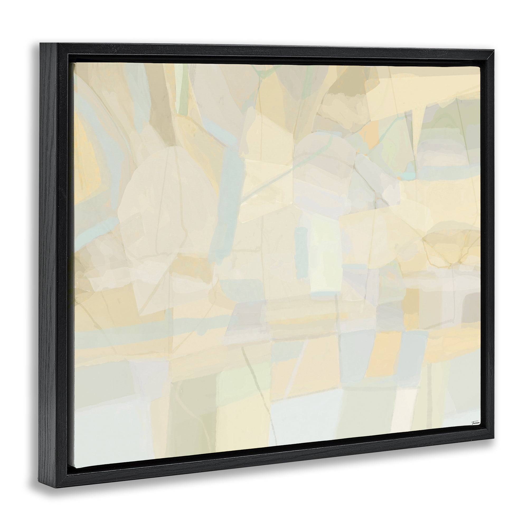 Stupell Industries Geometric Neutral Expression Abstract Painting Black Floater Framed Canvas Art Print Wall Art, 21 x 17