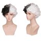 thumbnail image 2 of leyfeng Peluca blanca y negra, pelucas sintéticas onduladas cortas, pelo rizado para mujer, para espectáculo de magia de Halloween, 2 of 7