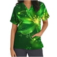 thumbnail image 2 of lcziwo St Patricks Day Outfits for Women Casual V Neck Scrub Tops Summer Short Sleeve Working Uniform Fashion Loose Fit T Shirts Green M Prime Day Sales Today 2025 Clearance, 2 of 6