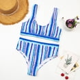 thumbnail image 2 of QLEICOM Womens Swimsuits Tummy Control Plus Size Swimsuit Coverup Multicolor Stripe Bikini Set Push-Up Brazilian Swimwear Beachwear Swimsuit Blue M, 2 of 6