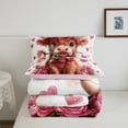 thumbnail image 2 of Erosebridal Cute Highland Cow Bedding Sets Twin with Comforter, Pink Garden Rose Flower Duvet Insert, Love Hearts Decor, Reversible 2 Pieces, 2 of 5