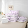 thumbnail image 6 of Manfei Lovely Girls Bowknot 7 Pieces Bedding Comforter Set,Cartoon Bow Tie Full Bedding Set,Purple Polka Dot Fitted Sheet Flat Sheet For Kids,Luxury Bedroom Decor Reversible, 6 of 8