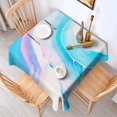 thumbnail image 2 of 52x52in(132x132cm) Square Tablecloth, Waterproof Polyester Table Cover, Wrinkle Resistant & Washable Fabric for Dining, Kitchen, Picnic, Turquoise Marble Pattern, 2 of 6