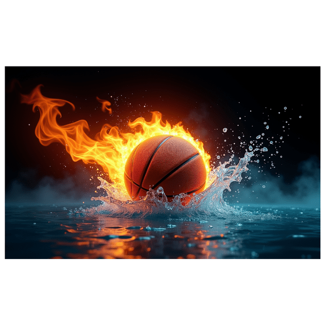 Flame Basketball Backdrop Banner for Sports Party Basketball Event Decorations Photo Booth Background Athletic Celebration Decor Party Supplies
