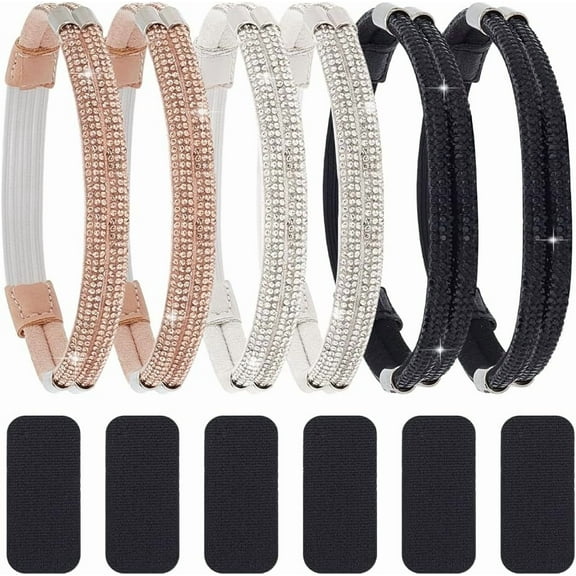 3 Pair Elastic High Heels Shoe Straps 3 Color Imitation Leather Rhinestone Anti-Loose Straps Detachable Shoe Strap Band Replacement Ankle Straps for Women Holding Loose High Heels Shoes Colorful