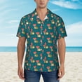 thumbnail image 6 of Picia Frog and Mushrooms Gentle Cotton Regular Fit Short Sleeve Casual Hawaiian Shirt for Men-Small, 6 of 9