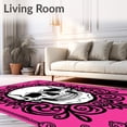 thumbnail image 2 of ODIKA 2'x3' Machine Washable Non-Slip Area Rug, Gothic Skull Latch Hook Kit DIY Needlework Pillow Canvas High Traffic Rug with Pad, Pink, 625270, 2 of 8