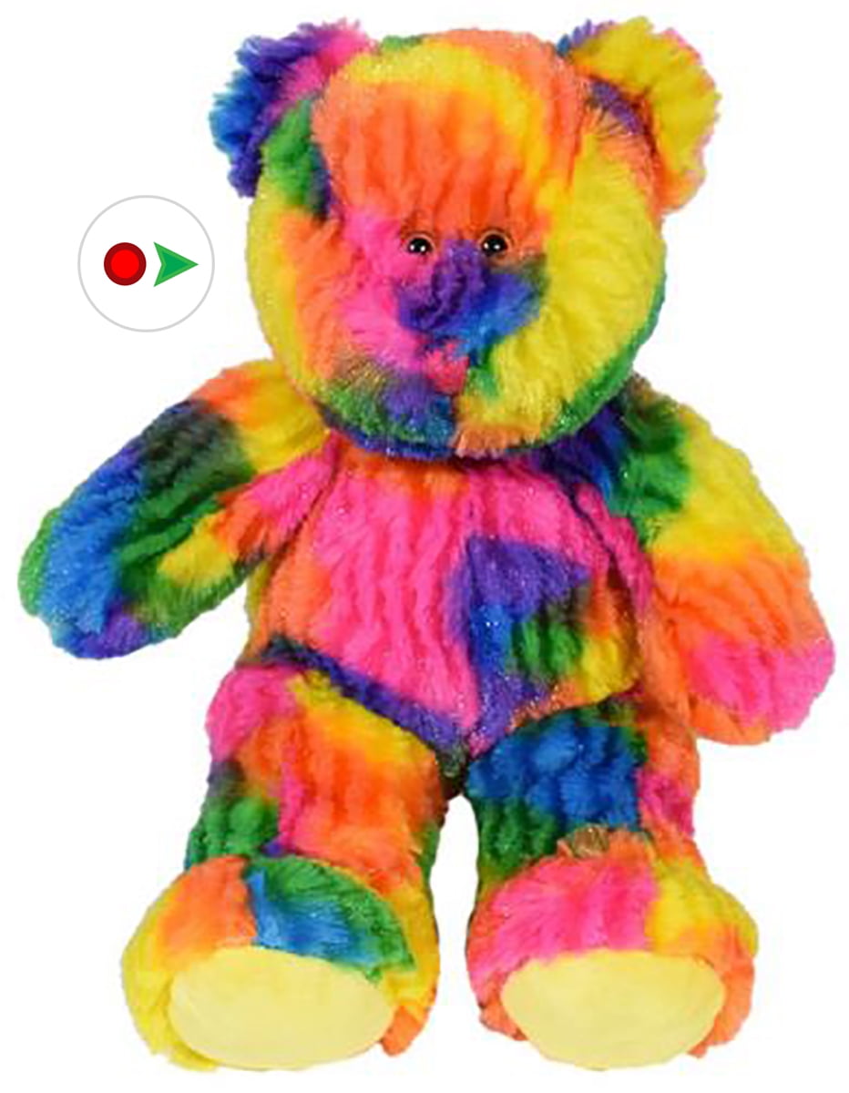 Record Your Own Plush 16 inch Multi-Colored Tie Dye Bear - Ready To Love In A Few Easy Steps