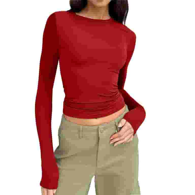 Round Neck Long Sleeve Irregular T-Shirt Round Neck Long Sleeve Irregular T-Shirt
