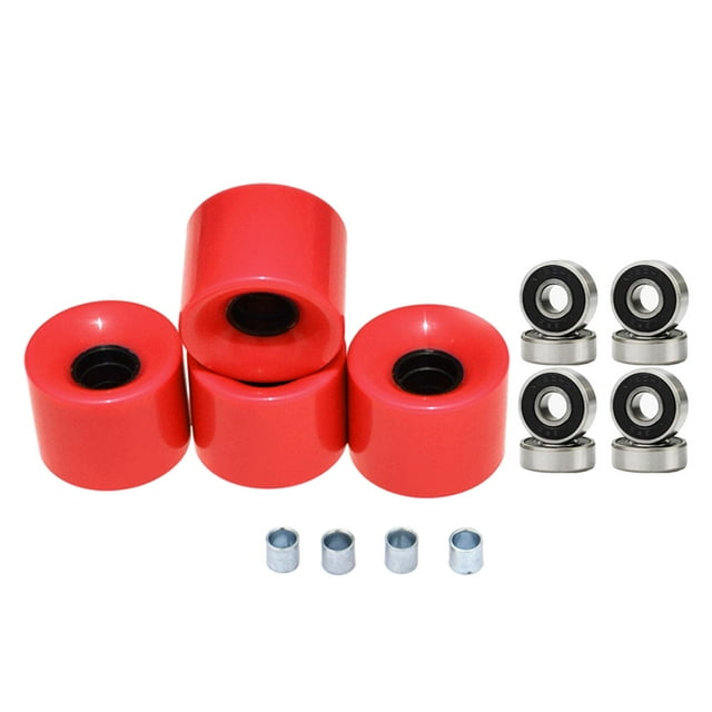 Lot de 4 Roues de Longboard et de Planche à Roulettes de Qualité Professionnelle Dureté 60 mm 78 A avec Housse Rouge et Noire
