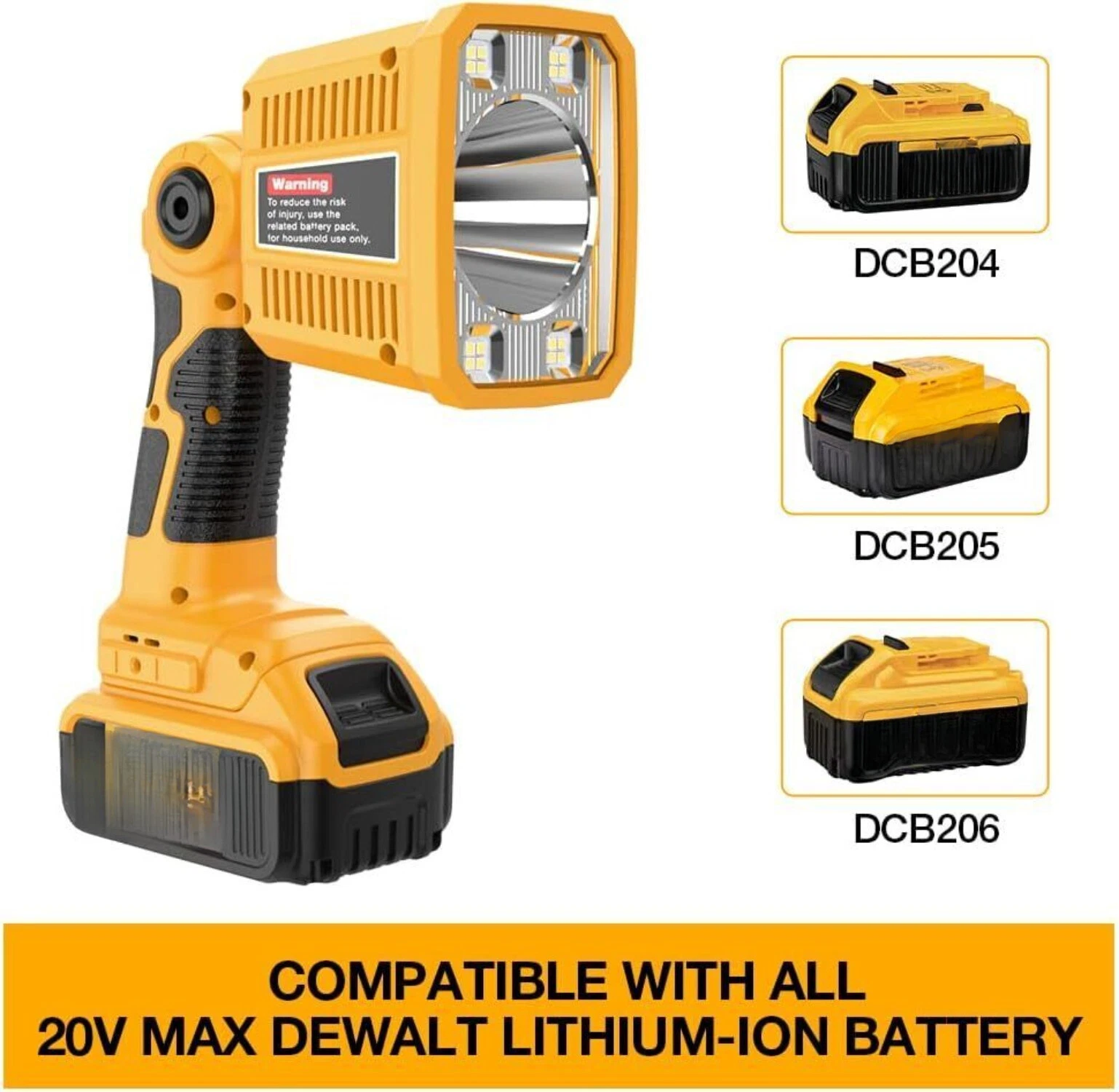 1250LM Flashlight for Dewalt 20V Battery Spotlight Jobsite Light LED Work Light