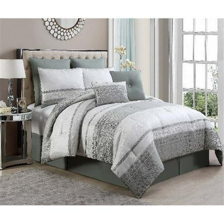 Luxury Home Quincy Comforter Set, Green - Queen - 8 Piece ...