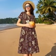 thumbnail image 4 of Balery Coffee and Flowers Vestidos sueltos de manga corta para mujer, vestidos de verano 2025, vestidos casuales de corte A con vuelo., 4 of 6