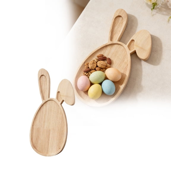 FEISHENTT Easter Wooden Serving Platters Bunny Charcuterie Boards Spring Easter Wood Trays Decorative Wooden Snack Cheese Dish Plates for Spring Holiday Housewarming Presents Khaki