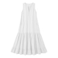 thumbnail image 4 of ClodeEU Women's Sleeveless V Neck Tiered Ruffle Maxi Dress with Pockets,Casual Loose Flowy Swing Dress White,Women's Plus M, 4 of 6
