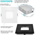 thumbnail image 3 of Luxrite 3 inch Square Ultra Thin LED Recessed Light with J-Box 8W 5 Color Options Dimmable 540 Lumens Black Trim, 3 of 8