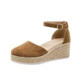 thumbnail image 7 of Closed Toe Espadrilles for Women Platform Wedge Sandals Comfortable Suede Ankle Strap Dressy Wedges Heels Brown Size 7, 7 of 7