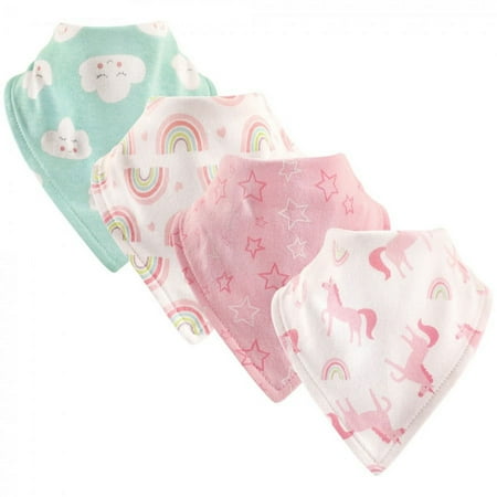 UPC: 0660168017151 | Luvable Friends Baby Girl Cotton Bandana Bibs 4pk Rainbow One Size