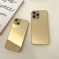 thumbnail image 2 of Funda de teléfono galvanizada chapada en oro de lujo para iPhone 14 13 12 Pro Max 11 X Xsmax XR 8 7 Plus, espejo Flip Coque Lens Protection, 2 of 4