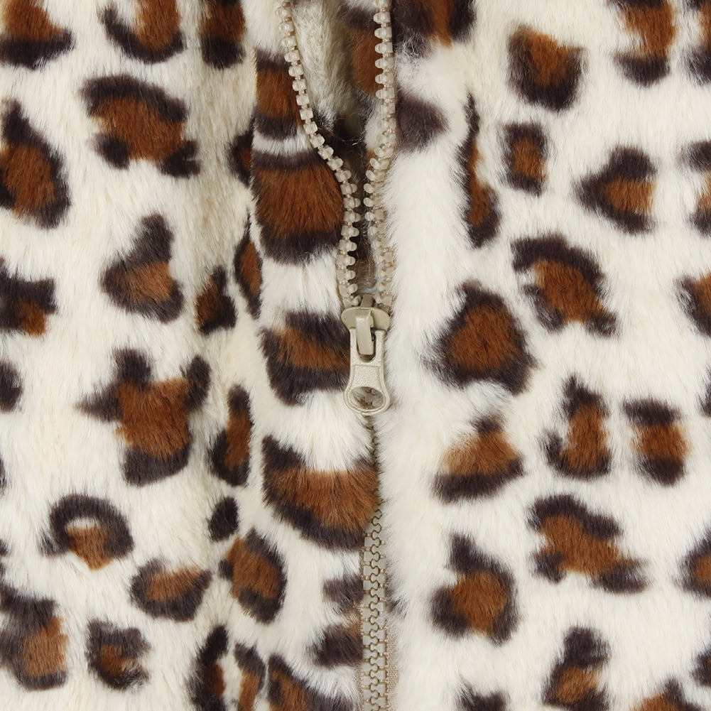 Janice Apparel Women's Faux Fur Animal Print Cheetah Zip Up