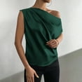 thumbnail image 7 of Wycnly Summer Tops for Women Blouses for Women Dressy Casual One Shoulder Lightweight Silky Satin Ruched Tops Fashion Solid Tee Tops Ladies Slash Neck Short Sleeve Shirts, 7 of 7