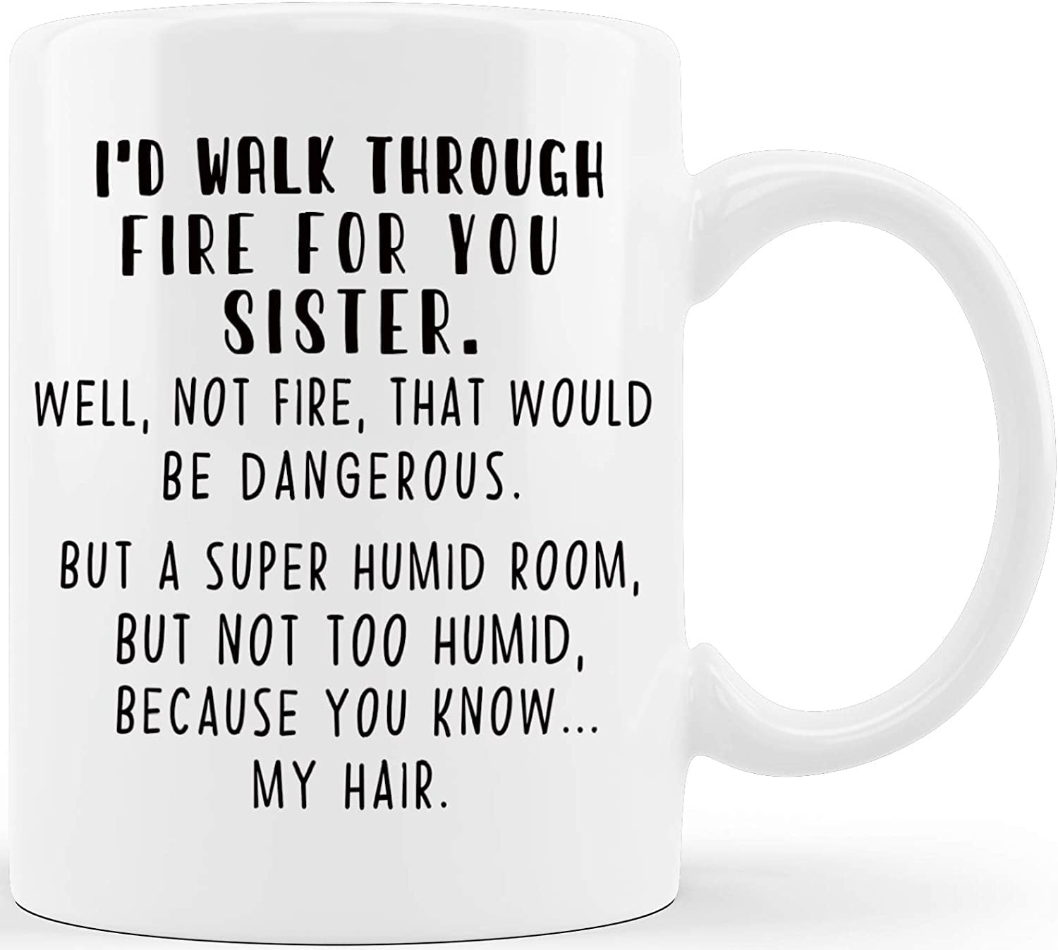 Walk Through Fire For You Sister Funny Gift For Sisters Sister In Law Step Sis  Gifts From Brother Gift Ideas For Christmas Anniversary Birthday Mothers  Day Novelty Coffee Mug Tea Cup -