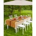 thumbnail image 4 of nqOlkjepod Burnt Orange Ombre Stripe Outdoor Tablecloth with Umbrella Hole & Zipper, Farmhouse Striped Gradient Rectangle Table Cover 60x84 Inch, Dining Waterproof Table Cloth Protector for Patio, 4 of 7