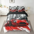 thumbnail image 2 of Erosebridal Red Racing Car Bed in a Bag Queen size, Street Bed Set, Speed Sports Decor, Reversible 7 Pieces, 2 of 5
