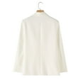 thumbnail image 5 of Womens Blazer Elegant Business Office Jacket Casual Open Front Long Loose Notched Lapel Long Sleeve Work Button Down Cardigan White S, 5 of 5