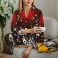 thumbnail image 6 of Yiaed Wolf With Wildflowers Print Pajamas Women's Long Sleeve Sleepwear Soft Button Down Loungewear Pjs Lounge Set Nightwear Womens Pajama Pants-Small, 6 of 7