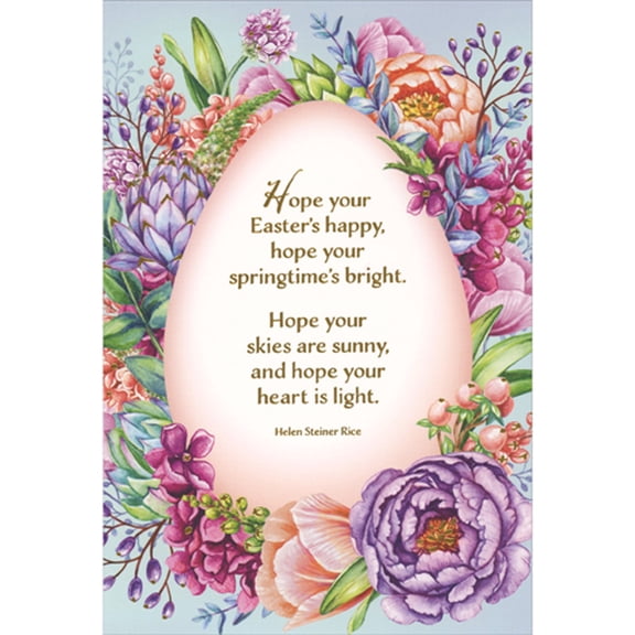 Pictura Pastel Egg Surrounded by Colorful Spring Bouquet: Helen Steiner Rice Quote Easter Card
