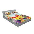 thumbnail image 2 of Ambesonne Colorful Fitted Sheet & Pillow Sham Set, Nature Leaves Butterfly, Full, Multicolor, 2 of 2