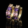 thumbnail image 6 of Opolski Women Fashion 9K Gold Plated Purple Zircon Eardrop Huggie Earrings Jewelry Gift, 6 of 7