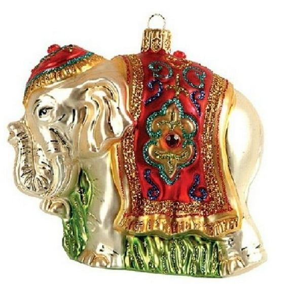 Indian Elephant Polish Glass Christmas Ornament Made in Poland Decoration